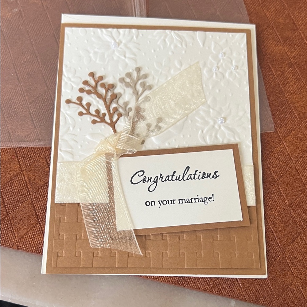 Chic Brown and Cream Congratulations marriage Card